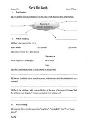 English Worksheet: Endangered Species Part 2