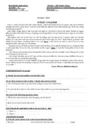 English Worksheet:  street child