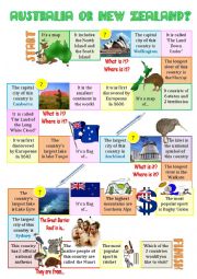 English Worksheet: AUSTRALIA or NEW ZEALAND - board game