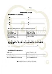 English Worksheet: Review numers 