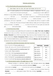 English Worksheet: Smoking and forests