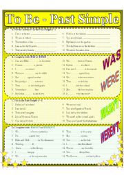 English Worksheet: TO BE - PAST SIMPLE (POSITIVE, NEGATIVE, QUESTIONS) - 12 ACTIVITIES