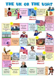 English Worksheet: The UK or the USA-board game