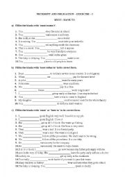English Worksheet: Necessity and Obligation - Must/Have to