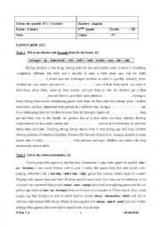 English Worksheet: 9 Form Test 1
