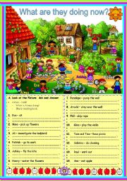 English Worksheet: What are they doing? 