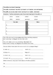 English Worksheet: Suffix er and est