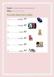 English Worksheet: this,that,those and these