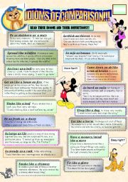 English Worksheet: idioms of comparison definitions and brief examples!!