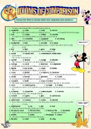 English Worksheet: idioms of comparison practice!! it comnes along with the idioms of comparison definitions and brief examples (2 pages)