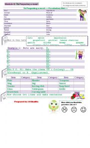 English worksheet: preparing a meal