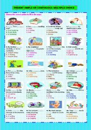 Present simple or continuous: multiple choice (+ key)