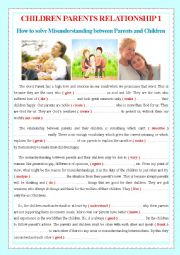 English Worksheet: CHILDREN PARENTS RELATIONSHIP 1