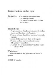 English Worksheet: The Clothes Quiz