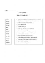English worksheet: The Outsiders - Chapter 1 Vocabulary part 1
