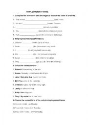 English Worksheet: simple present tense