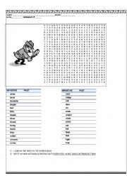 English Worksheet: past simple wordsearch and activities