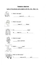 English Worksheet: Possessive adjectives