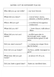 English Worksheet: Eating out in different places