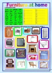 English Worksheet: FURNITURE AT HOME