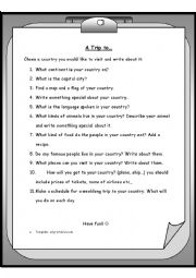 English Worksheet: A Trip to...