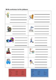 English Worksheet: Writing scentences using verbs and nouns