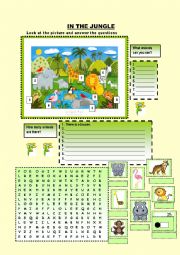 English Worksheet: In the jungle