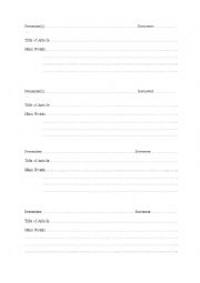 English worksheet: Student Presentation Constructive Criticism Handout