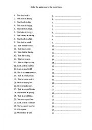 English Worksheet: plural sentences