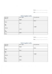 English worksheet: Short test on irregular verbs from B to F