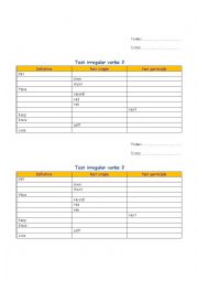 English worksheet: Short test on irregular verbs from G to L