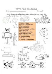 English Worksheet: Colours and toys