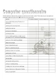 English Worksheet: Computer questionnaire