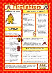 English Worksheet: Firefighters (KEY included)