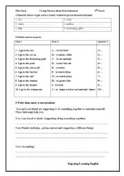 English Worksheet: Group Session about entertainment