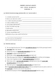 English worksheet: Present and Past Ability - Exercise - II