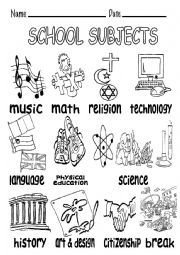 SCHOOL SUBJECTS B&W