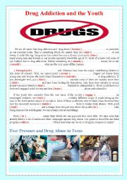 English Worksheet: Drug Addiction and the Youth   