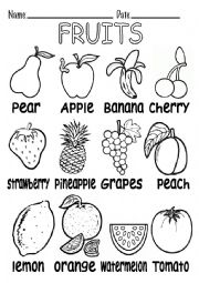 English Worksheet: FRUITS B&W VOCABULARY