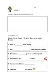 English Worksheet: Shrek 1 - Movie (2nd part)