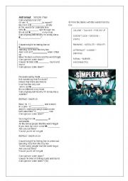 English Worksheet: Astronaut Simple Plan Song