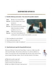 English Worksheet: REPORTED SPEECH