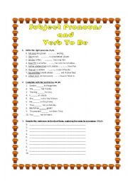 English Worksheet: Subject Pronouns and Verb To Be