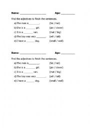 English worksheet: adjective