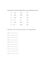 English worksheet: numbers worksheet