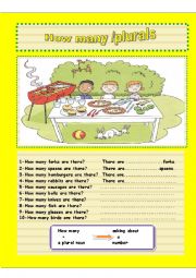 English Worksheet: How many and all the plural types part 1