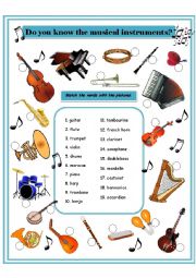 English Worksheet: Musical instruments