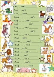 English Worksheet: What Cant Animals Do?