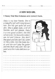 English Worksheet: A very nice girl