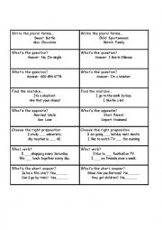 English Worksheet: Revision cards for Cutting Edge modules 1-5